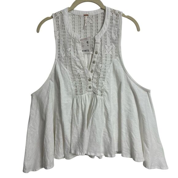Free People Women's Sunkissed Cotton‎ Pointelle Tank Top, SIZE SMALL - Picture 5 of 13